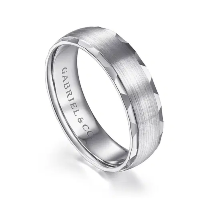 14K Gold 6mm – Satin Carved Men’s Wedding Band Gabriel 19
