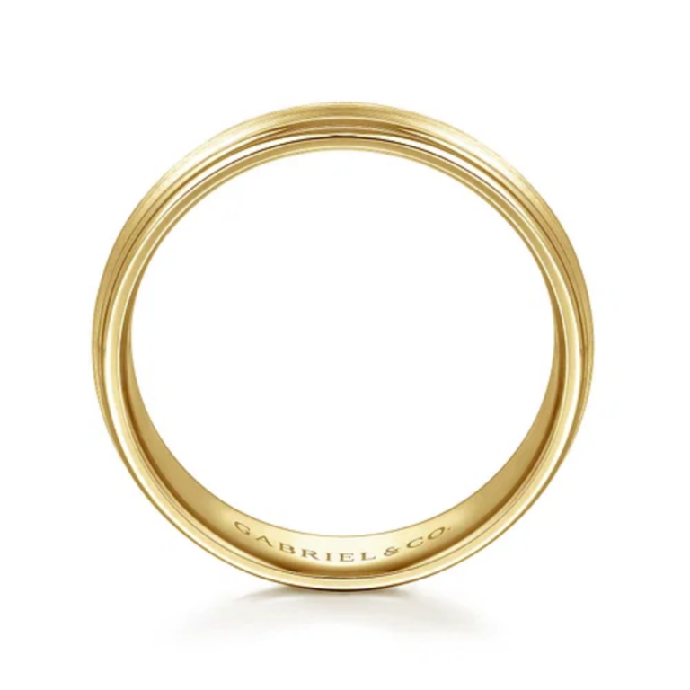 14K Gold 6mm – Satin Finish Grooved Men’s Wedding Band Gabriel 24