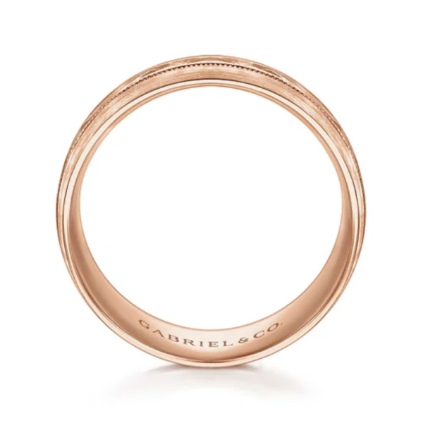 14K Gold 8mm - Diamond Cut Center Men's Wedding Band - Image 11