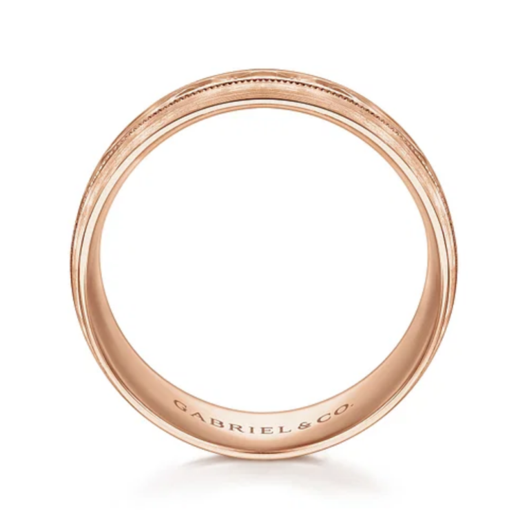 14K Gold 8mm – Diamond Cut Center Men’s Wedding Band Gabriel 24