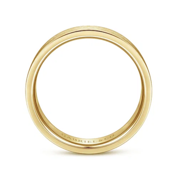 14K Gold 6mm - Flat Brushed Finish Men's Wedding Band - Image 3