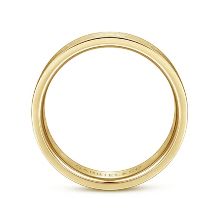 14K Gold 6mm – Flat Brushed Finish Men’s Wedding Band Gabriel 16