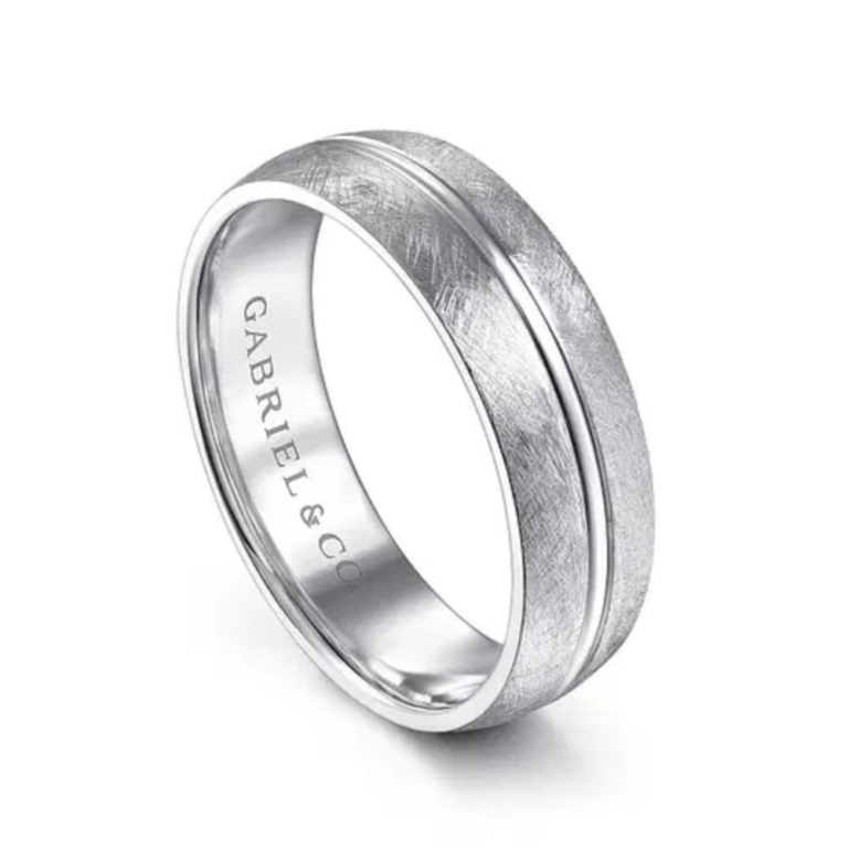 14K Gold 6mm – Brushed Diamond Cut Men’s Wedding Band Gabriel 19