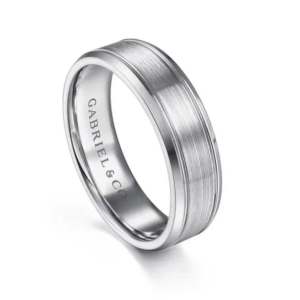14K Gold 6mm - Satin Finish Carved Men's Wedding Band