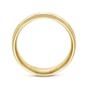 14K Gold 7mm – Horizontal Brush Grooved Men’s Wedding Band Gabriel 20