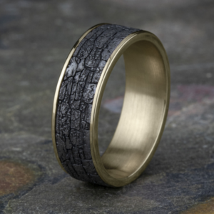 14K Gold and Tantalum 7.5mm – Rock Wall Men’s Wedding Band Ammara Stone 39