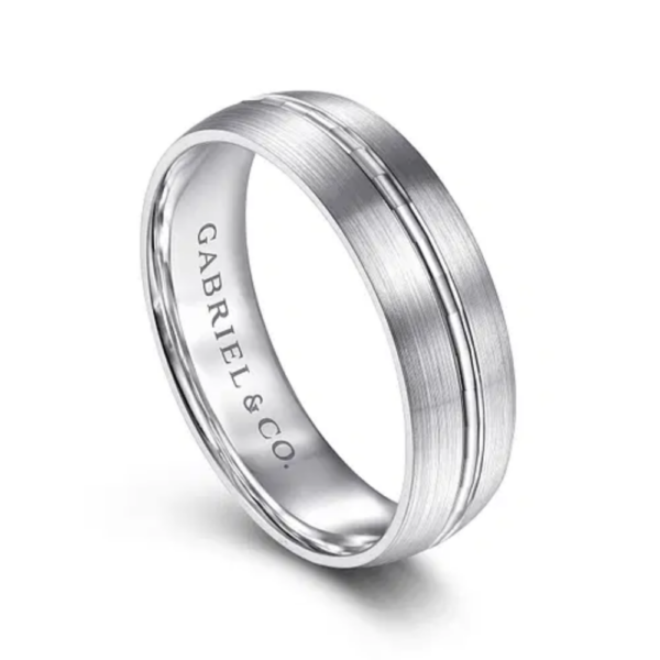 14K Gold 6mm - Satin Finish Center Groove Men's Wedding Band - Image 10