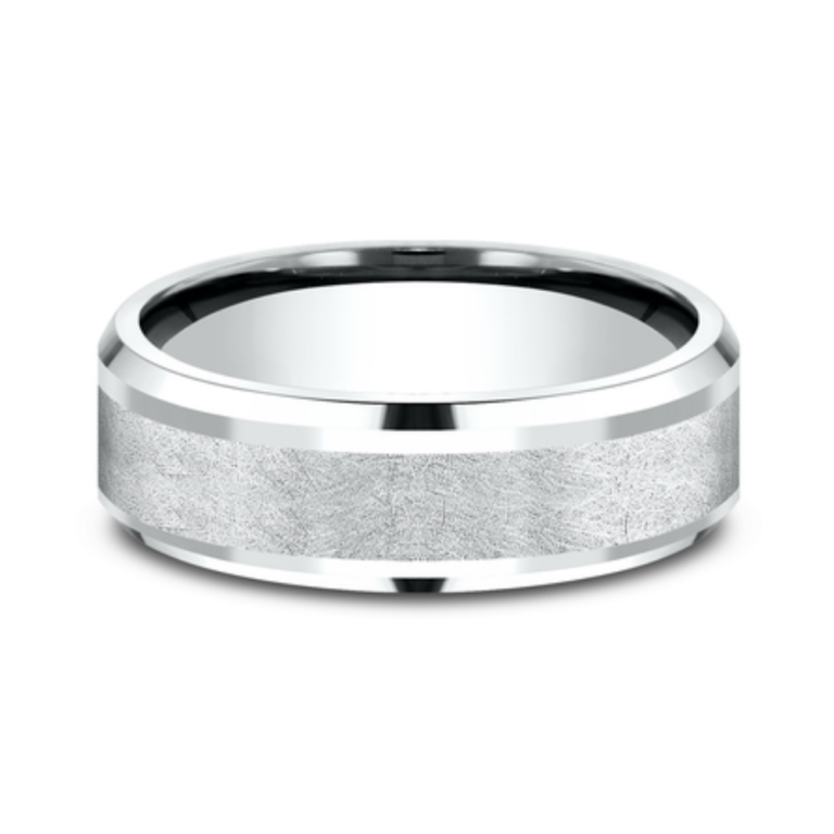 14K Gold 8mm – Swirl Center Men’s Wedding Band Benchmark 16