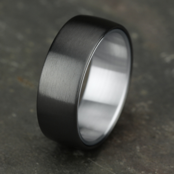 14K Gold and Black Titanium 8mm - Satin Men's Wedding Band - Image 7