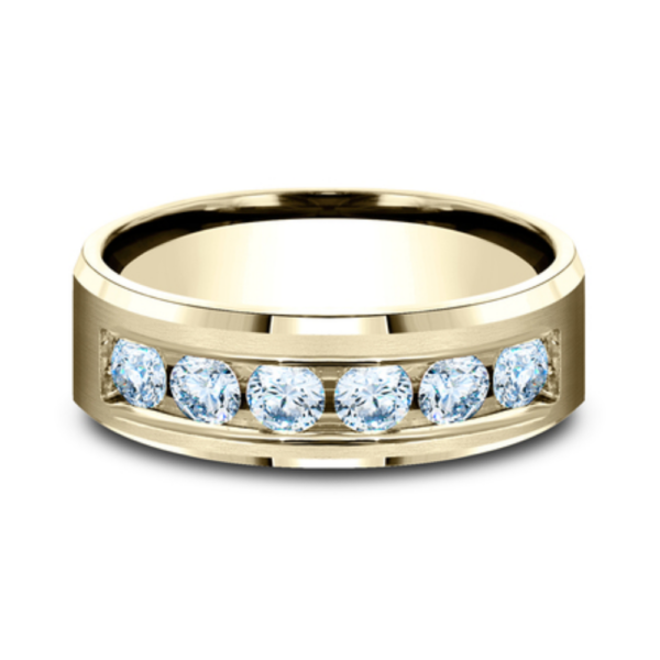 14K Gold Channel Set Diamond Men's Wedding Band - Image 4