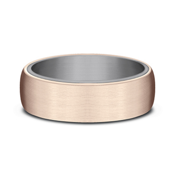 14K Gold and Tantalum 6.5mm - Satin Sleeve Men's Wedding Band - Image 7