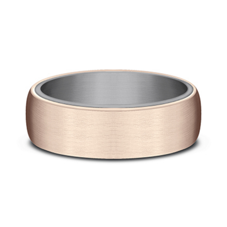 14K Gold and Tantalum 6.5mm – Satin Sleeve Men’s Wedding Band Benchmark 17