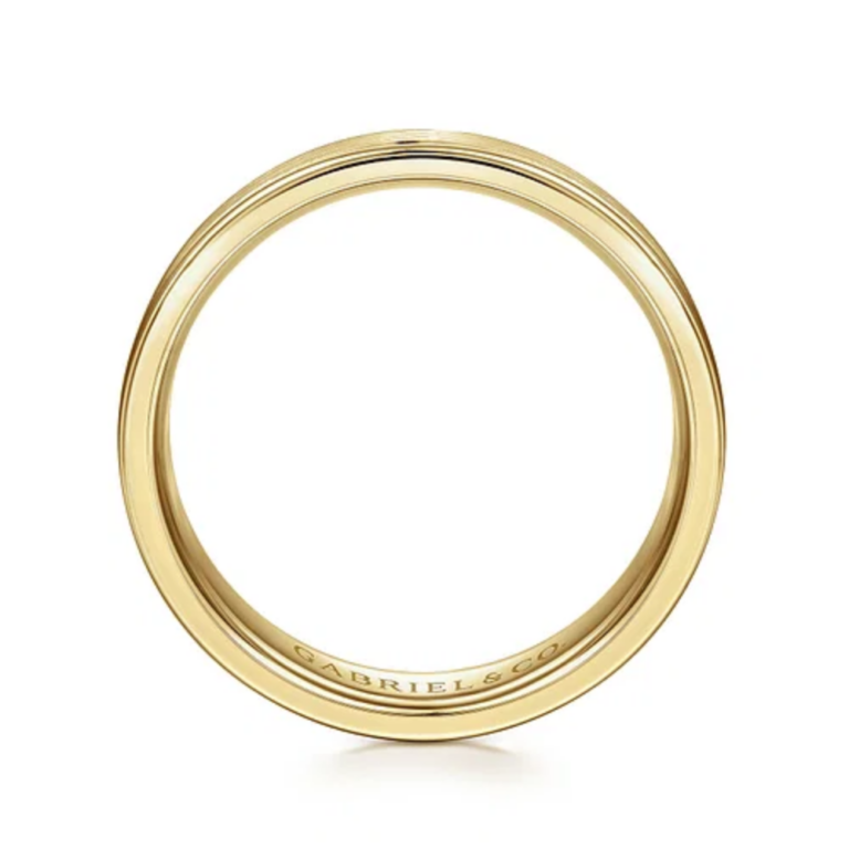 14K Gold 6mm – Satin Finish Polished Edges Men’s Wedding Band Gabriel 20
