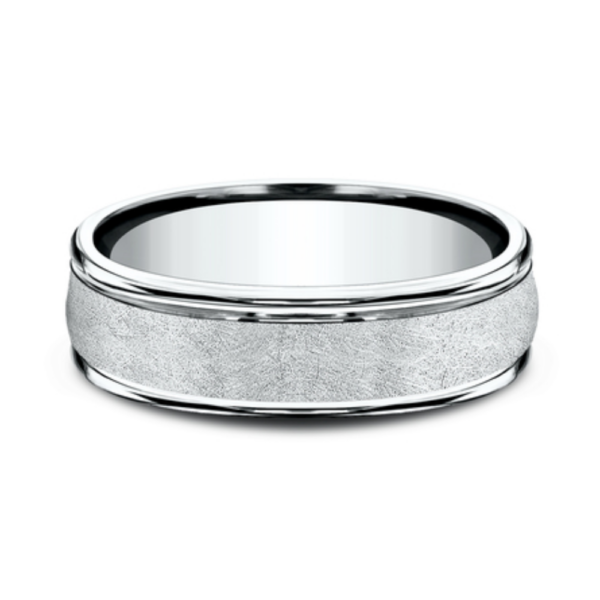 14K Gold 6.5mm - Swirl Finish Men's Wedding Band - Image 7