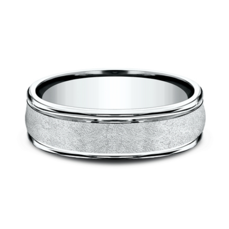 14K Gold 6.5mm – Swirl Finish Men’s Wedding Band Benchmark 16