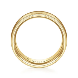 14K Gold 7mm – Satin Finish Milgrain Channels Men’s Wedding Band Gabriel 20