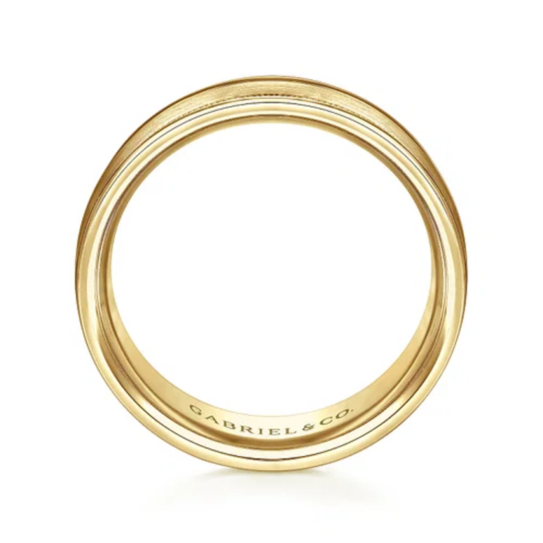 14K Gold 7mm – Satin Finish Milgrain Channels Men’s Wedding Band Gabriel 20