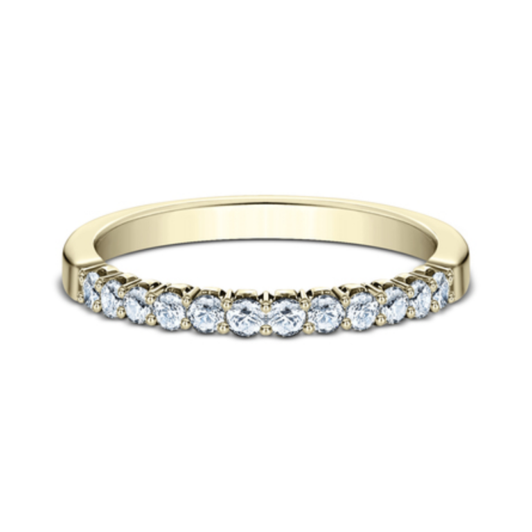 14K Gold Crescent Round Brilliant Diamond Wedding Band Classic 13
