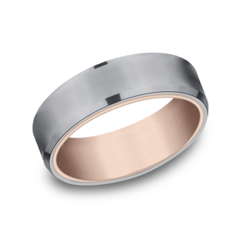 14K Gold and Tantalum 6.5mm – Sleeved Men’s Wedding Band Ammara Stone 22