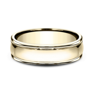 14K Gold 6.5mm – Rounded Polished Men’s Wedding Band Benchmark 13