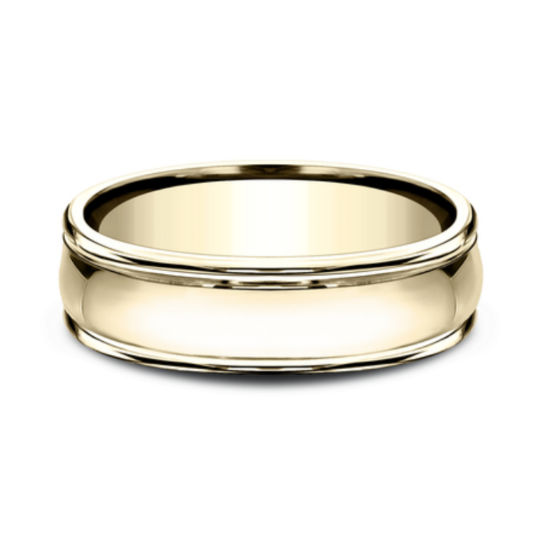 14K Gold 6.5mm – Rounded Polished Men’s Wedding Band Benchmark 13