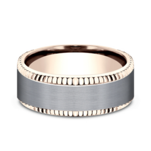 14K Gold and Tantalum 8mm – Coined Men’s Wedding Band Ammara Stone 34