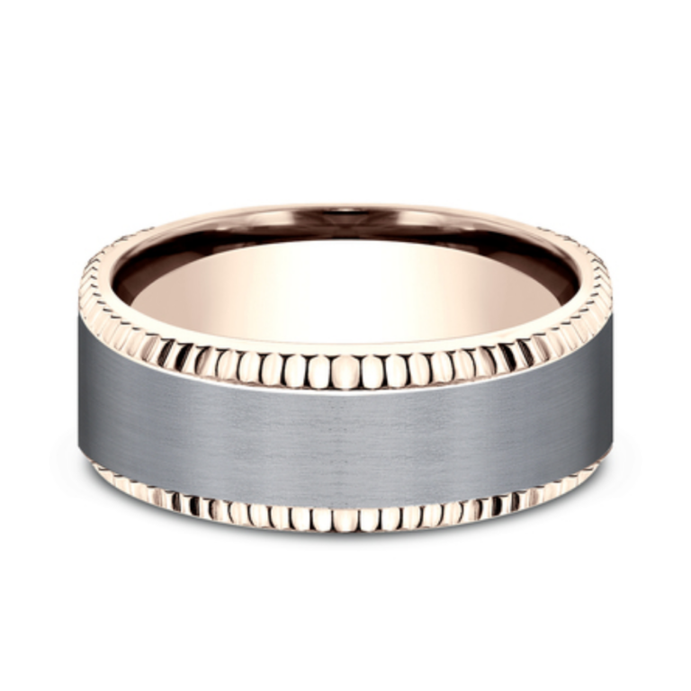 14K Gold and Tantalum 8mm – Coined Men’s Wedding Band Ammara Stone 16