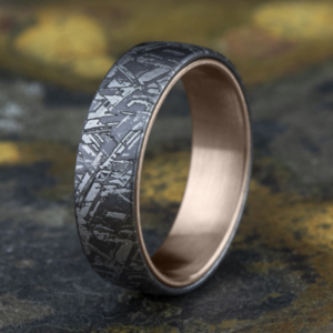 14K Gold and Tantalum 6.5mm – Meteorite Men’s Wedding Band Ammara Stone 32