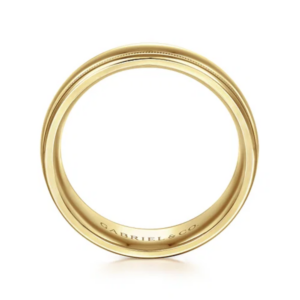 14K Gold 7mm – High Polish Milgrain Channel Men’s Wedding Band Gabriel 25