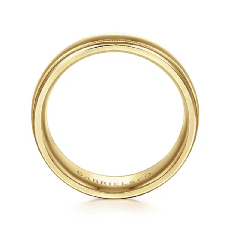 14K Gold 7mm – High Polish Milgrain Channel Men’s Wedding Band Gabriel 25