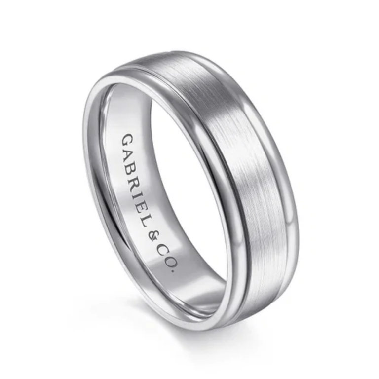 14K Two-Tone Gold 7mm – Satin Finish Men’s Wedding Band Gabriel 19