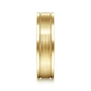 14K Gold 6mm – Satin Finish Milgrain Channels Men’s Wedding Band Gabriel 21