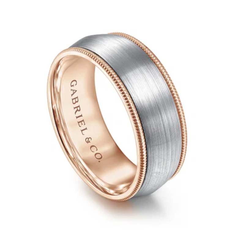 14K Two-Tone Gold 8mm – Satin Finish Men’s Wedding Band Gabriel 41