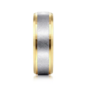 14K Two-Tone Gold 7mm – Diamond Scratch Beveled Men’s Wedding Band Gabriel 47