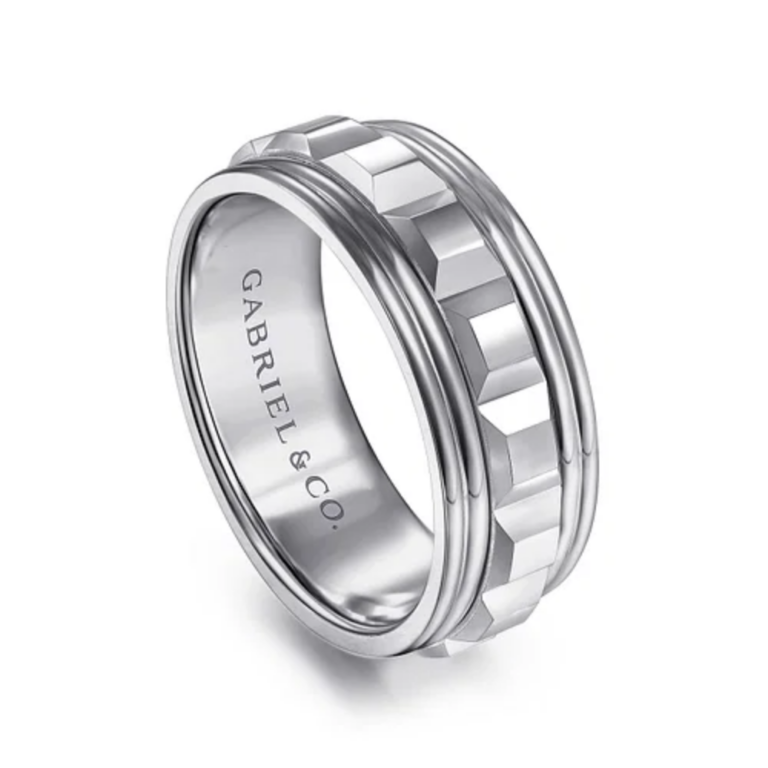 14K Two-Tone Gold 8mm – Grommet Inlay Men’s Wedding Band Gabriel 24