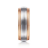 14K Two-Tone Gold 8mm – Satin Finish Grooved Men’s Wedding Band Gabriel 47