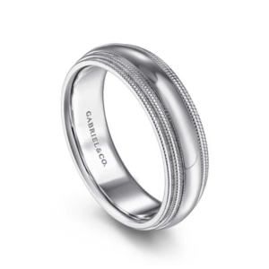 14K Two-Tone Gold 6mm – Double-Milgrain Men’s Wedding Band Gabriel 20
