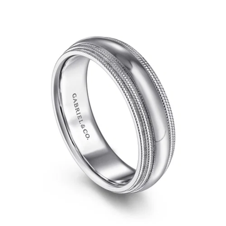 14K Two-Tone Gold 6mm – Double-Milgrain Men’s Wedding Band Gabriel 48