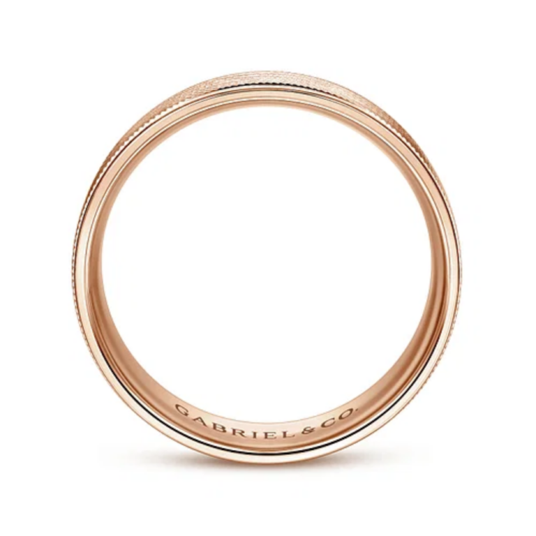 14K Gold 6mm – Diagonal Brushed Finish Men’s Wedding Band Gabriel 24