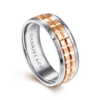 14K Two-Tone Gold 7mm – Square Carved Men’s Wedding Band Gabriel 71