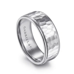 14K Two-Tone Gold 8mm – Hammered Finish Men’s Wedding Band Gabriel 49