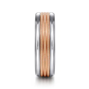 14K Two-Tone Gold 7mm – Milgrain Channel Men’s Wedding Band Gabriel 17