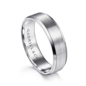 14K Gold 6mm – Satin Finish Beveled Edge Men’s Wedding Band Gabriel 52