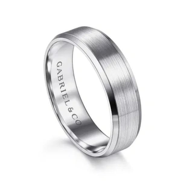 14K Gold 6mm - Satin Finish Beveled Edge Men's Wedding Band - Image 10