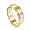14K Gold 7mm – Satin Finish Grooved Accents Men’s Wedding Band Gabriel 49
