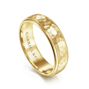 14K Gold 6mm - Hammered Finish Men's Wedding Band