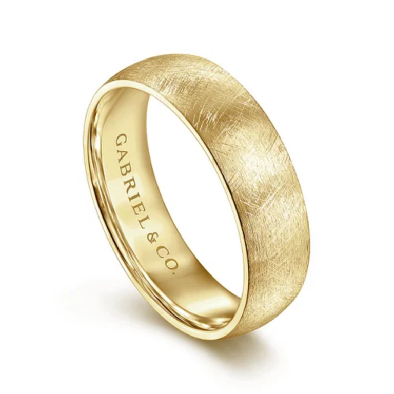 14K Gold 6mm – Diamond Brush Finish Men’s Wedding Band Gabriel 23