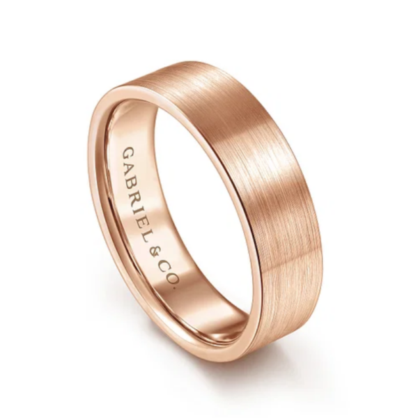 14K Gold 6mm - Flat Satin Finish Men's Wedding Band - Image 10