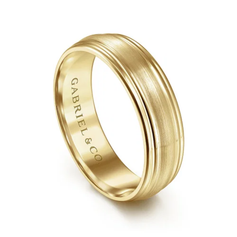 14K Gold 6mm – Satin Finish Grooved Men’s Wedding Band Gabriel 23