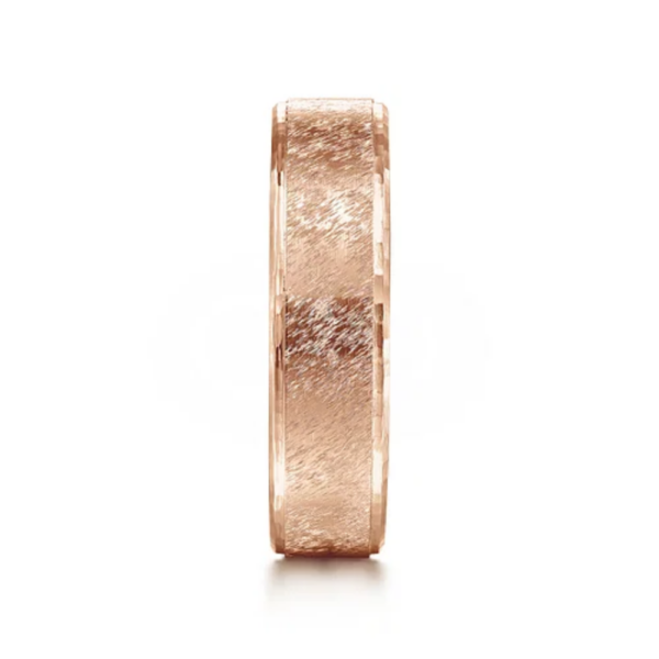 14K Gold 6mm - Horizontal Brush Finish Men's Wedding Band - Image 12